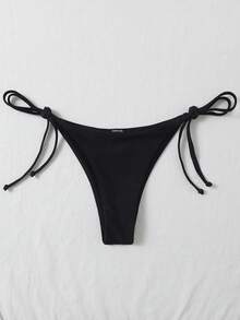 Elavelle Summer Beach Tie Side Bikini Thong - Black - View 4