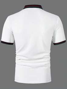 Manfinity Bizformal 男士短袖 Polo 衫，適合外出、派對和辦公室穿著，正式、儀式 - 白色 - 查看 2