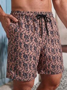 Azuldrift Pantalones cortos casuales de playa para hombre con estampado floral, bolsillo y cintura con cordón - Multicolor - Ver 3