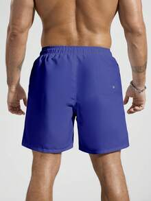 Manfinity KASUA Pantalones cortos de playa con cordón en la cintura de unicolor para hombres, vacaciones - Azul - Ver 2