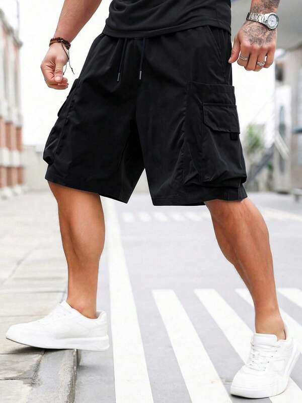 Manfinity Homme Pantalones cortos cargo casuales para hombre de talla grande