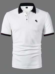 Manfinity Bizformal 男士短袖 Polo 衫，適合外出、派對和辦公室穿著，正式、儀式 - 白色 - 查看 4