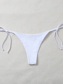 Elavelle Summer Beach Tie Side Bikini Thong - White - View 3