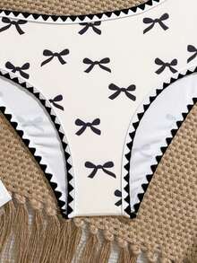 Tween Girls' Summer Sweet & Cool Design Beach Vacation Butterfly Print Asymmetrical Shoulder Hollow One-Piece Swimsuit - Black and White - View 5