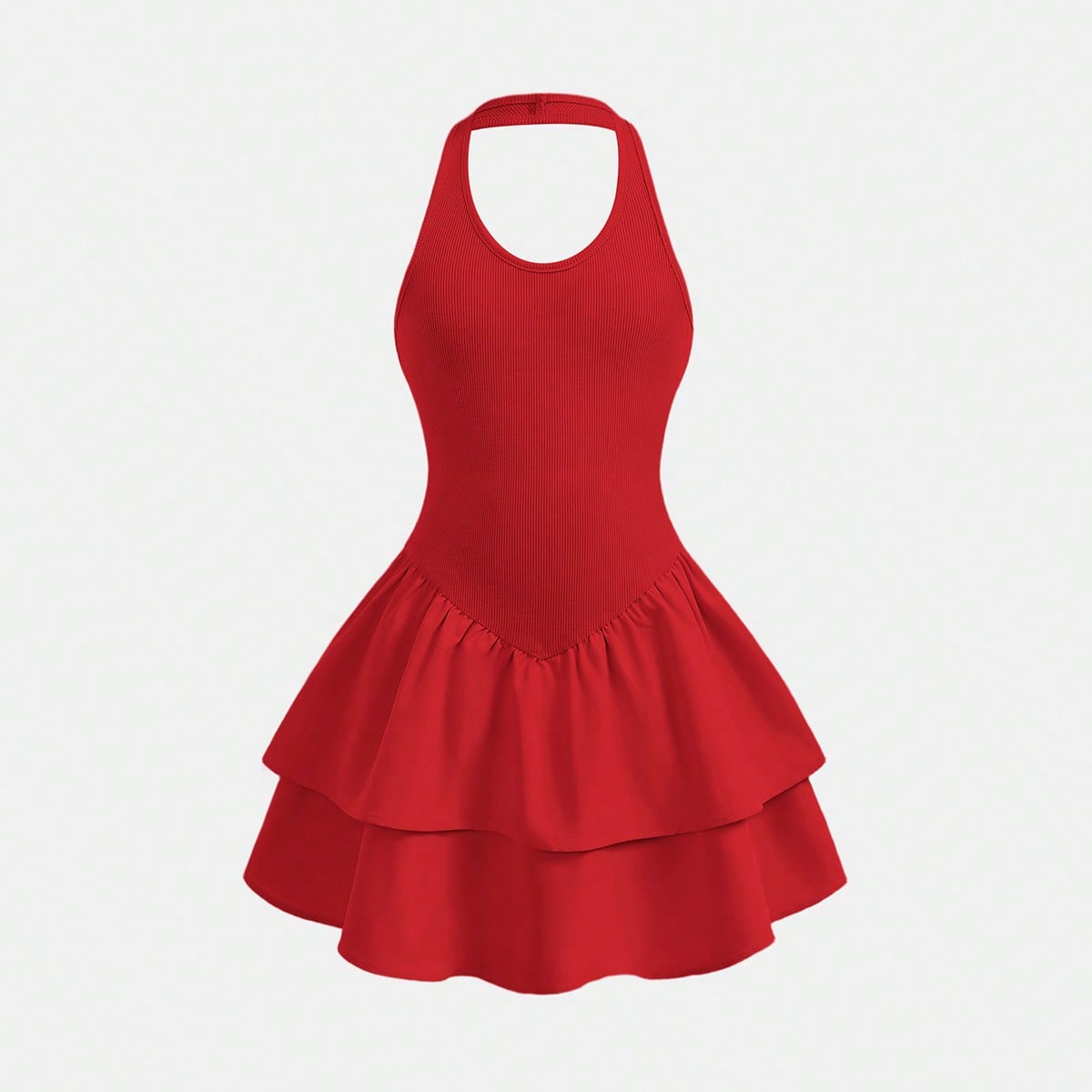 Vestido corto de línea A con tirantes de espagueti de punto rosa informal para niñas preadolescentes, adecuado para el Día de San Valentín, fiesta