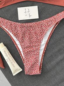 SHEIN Swim Vcay Solid Color Halter Neck Top & Polka Dot Triangle Bottom Bikini Set, Two Pieces Swimwear Bathing Suit Beach Outfit Summer Vacation,Summer Beach - Multicolor - View 3