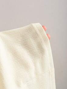 SHEIN Sweetro Đầm công sở thanh lịch, đa năng, kiểu dáng Y2K, gợi cảm, bất đối xứng, chất liệu vải có họa tiết, xếp ly, cài cúc. - Màu be - Xem 6