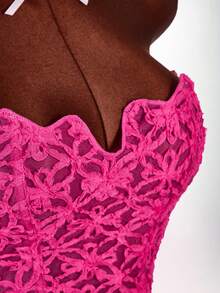 Amplova Floral Backless Criss-Cross Strap Sleeveless Sexy Vacation Lace Casual Camisole For Women Night Out Pink Summer - Pink - View 9