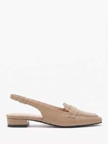 Sleekvia Khaki Small Square Toe Low Vamp Rear Strap Buckle Fashionable Women's Flat Shoes - Khaki - View 3