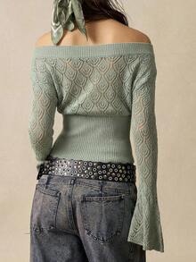 Bohemela Women's Solid Color Casual Versatile Daily Wear Sweater - Mint Green - View 2