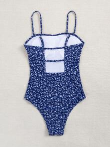 Swim Mod Random Small Flower Printed One-Piece Swimsuit For Summer Beach - Multicolor - View 6