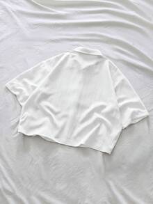 AXEPEAK Áo sơ mi nam mùa hè, kiểu dáng thường ngày, thoải mái, chất liệu vải trơn, có họa tiết, phối màu tương phản, cài cúc, tay ngắn, dáng rộng. - trắng - Xem 2