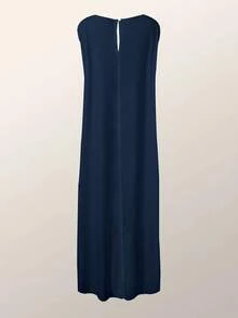 SHEIN 抽象人脸印花无袖A字前短后长女式衬衫 - 藏蓝色 - 查看 2