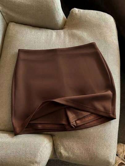 Franclia Quần ống rộng và váy ngắn nữ màu trơn, kiểu dáng thường ngày, cạp cao, 3 mảnh, váy ngắn nữ, váy mini.