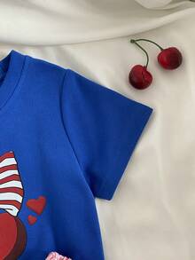 2pcs Cherry Bow Print T-Shirt And Shorts Set, Comfortable Summer Casual Matching Outfit - Multicolor - View 3