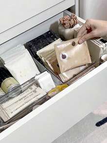 7 piezas/6 piezas/4 piezas Caja de almacenamiento para cajón de maquillaje, Caja de almacenamiento para brochas de maquillaje, Caja de almacenamiento de maquillaje transparente, Estante de exhibición de maquillaje, Caja de almacenamiento y dispensador de herramientas cosméticas - Multicolor - Ver 5