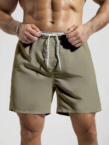Palasendo Quần short nam casual dây rút eo túi chéo, phù hợp cho kỳ nghỉ hè, đi làm hàng ngày, ngày lễ - màu xanh lá - Xem 3