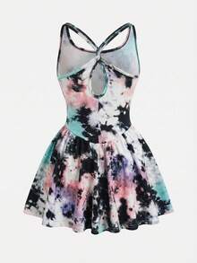 Random 3items,Send 1item Random 3items,Send 1item Tween Girls' Casual Solid Color Criss-Cross Racerback Sports Dress - Multicolor - View 3