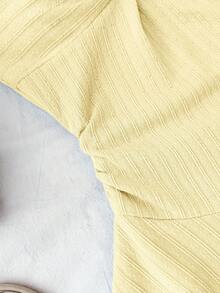 Tween Girls Dresses,Pale Yellow Summer Cute Beach Holiday Elegant Textured Halter Neck Tie Front Ruched Metallic Decor Tiered Ruffle Hem Mini Dress - Yellow - View 5