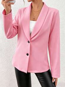 Áo khoác blazer dài tay màu đen ôm sát, gợi cảm dành cho nữ, thích hợp cho mùa đông. - Hồng - Xem 6