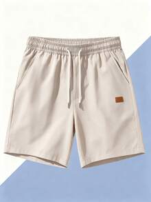 Manfinity Homme 男士休闲弹力腰抽绳短裤，适合日常穿着、旅行、海滩和度假。这款短裤是度假旅行的必备单品，也是送给男友或丈夫的绝佳礼物。 - 杏色 - 查看 5