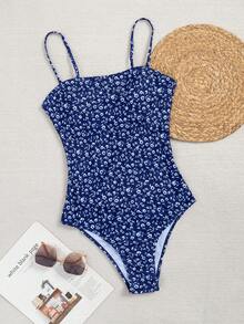 Swim Mod Random Small Flower Printed One-Piece Swimsuit For Summer Beach - Multicolor - View 7