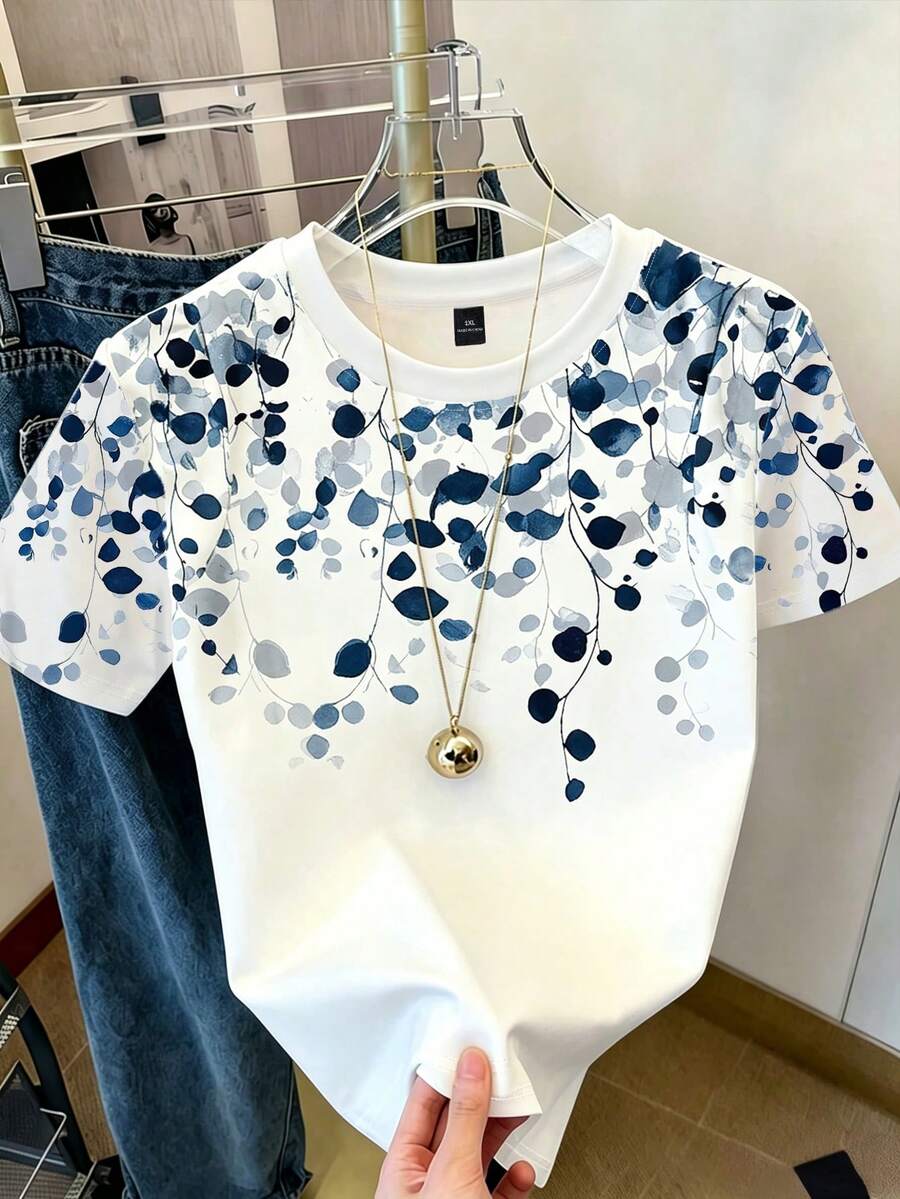 EMERY ROSE Camiseta feminina casual para usar em casa com estampa floral, ideal para o verão. Blusa moderna e estilosa. - Multicolorido - Ver 1