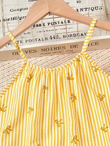 SHEIN Sparklyn Đầm dây buộc nơ thời trang mùa hè cho bé gái tuổi teen - Màu vàng - Xem 7