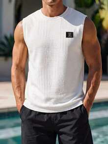 VIVINTIMO Men's Summer Casual Jacquard Vest - White - View 1