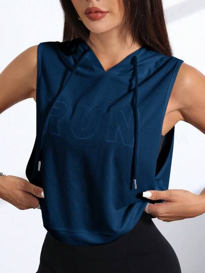 SHEIN Sovereign Charm 女士字母刺绣抽绳连帽卫衣