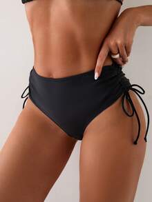 Của phụ nữ Thời trang Bên Dây rút Đồ bơi Đáy - màu đen - Xem 2