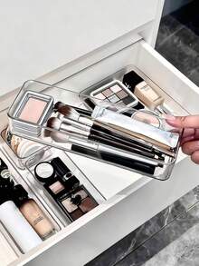 7 piezas/6 piezas/4 piezas Caja de almacenamiento para cajón de maquillaje, Caja de almacenamiento para brochas de maquillaje, Caja de almacenamiento de maquillaje transparente, Estante de exhibición de maquillaje, Caja de almacenamiento y dispensador de herramientas cosméticas - Multicolor - Ver 8