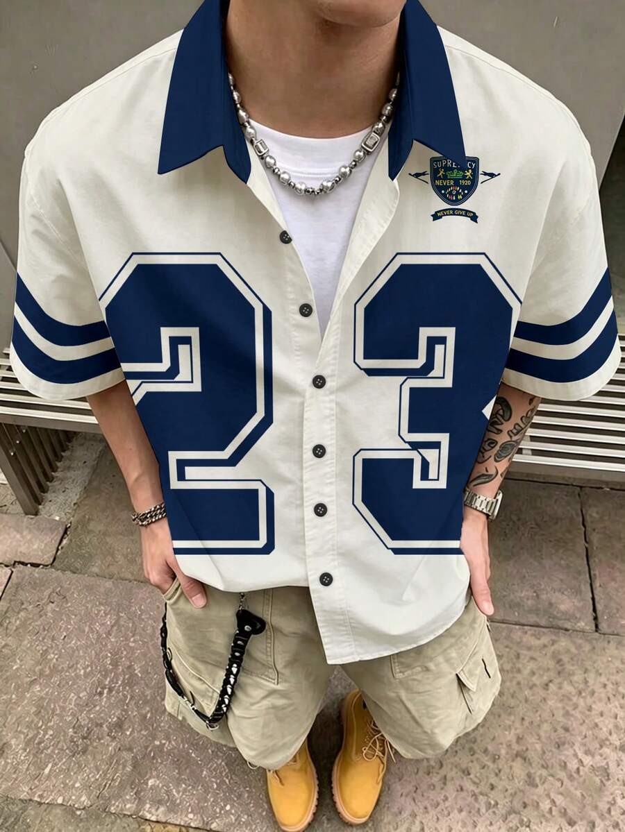 STEELVANCE 男士休闲数字印花衬衫，夏季 - 彩色 - 查看 1