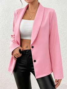 Áo khoác blazer dài tay màu đen ôm sát, gợi cảm dành cho nữ, thích hợp cho mùa đông. - Hồng - Xem 5