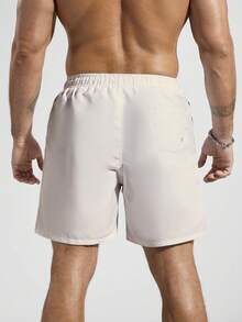 Palasendo Quần short đi biển nam màu trơn phong cách casual, dùng cho kỳ nghỉ - Màu Xám nhạt - Xem 2