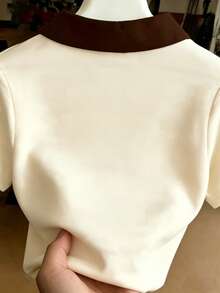 Resyla Women's Versatile Fashion Turndown Collar Short Sleeve Top, Suitable For Commuting And Daily Wear - Multicolor - View 2