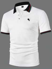 Manfinity Bizformal 男士短袖 Polo 衫，適合外出、派對和辦公室穿著，正式、儀式 - 白色 - 查看 6