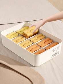 1 Piece Of Household Clothing Grid Storage Drawer, Bra Storage Box, Sock Sorting Storage Box, Stackable Non-Deformable Sorting Box, Large-Capacity Wardrobe Storage Box, Household Drawer Three-In-One Bra And Sock Storage Box For Bedroom, Storage And Organization, Home Storage, Women's White T-Shirts, Women's Black Pants - Multicolor - View 7