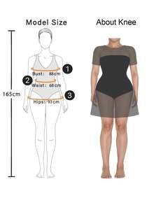 Elegantrix Plus Size Women's Spring/Summer Cap Sleeve Draped Neck Waist Cinched Casual Short Dress - Brown - View 6