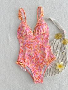 Swim Mod Áo tắm liền thân nữ họa tiết hoa nhí, dây đeo điều chỉnh được, xếp ly bồng bềnh. - Nhiều màu - Xem 5