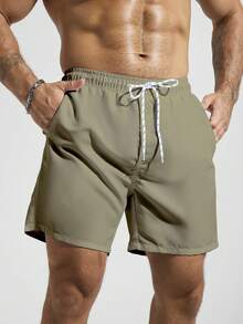 Palasendo Quần short nam casual dây rút eo túi chéo, phù hợp cho kỳ nghỉ hè, đi làm hàng ngày, ngày lễ - màu xanh lá - Xem 5