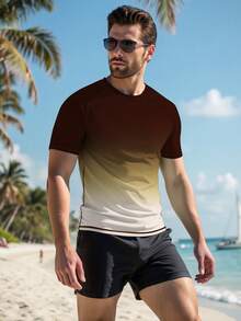 Manfinity KASUA Men's Ombre Rash Guard Swimwear, Holiday - Brown - View 4