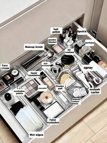 5 Pcs Transparent Drawer Storage Box, Cosmetic Storage Box Kitchen Storage Box Kitchen Utensils - Clear - View 9