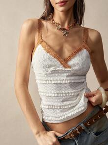 Bohemela Women Casual Knit Camisole - Apricot - View 1