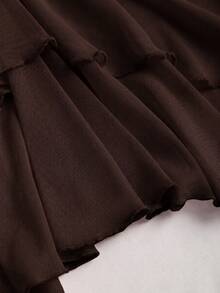 Sweetra Y2K Sexy Ruffle Hem Cropped Camisole, Versatile Summer Top - Coffee Brown - View 4