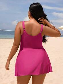 Slaydiva 2026 New Plus Size One-Piece Swimsuit, Summer Holiday Beach Vacation Holiday Vacation Magenta Topical Casual - Hot Pink - View 2