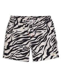Horizaway Shorts de playa casuales con estampado de cebra para hombre, conjunto de traje de baño para parejas, conjunto de ropa de playa para hombre - Negro - Ver 5
