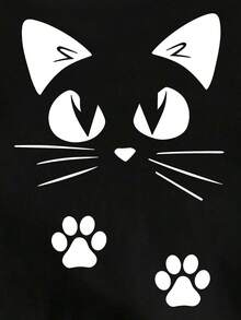 3件套女童休闲上衣，春夏秋季款，可爱猫咪、蝴蝶结、波点、爱心、爪印图案T恤，黑白粉三色可选，舒适日常穿着，温暖的夏秋风格 - 彩色 - 查看 4