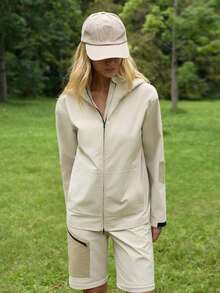 In My Nature Chaqueta cortavientos casual y versátil con capucha para mujer - Albaricoque - Ver 5