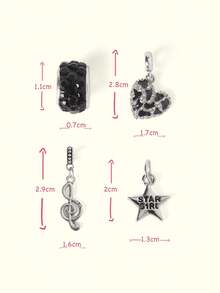 Popjeli 音乐节纪念手链 1，音符吉他鼓组，Y2K/可爱/多彩/时尚，送给妈妈/女士/女孩/母亲，夏季/海滩/舞会/派对/度假/旅行，粉色，心形 - 彩色 - 查看 7